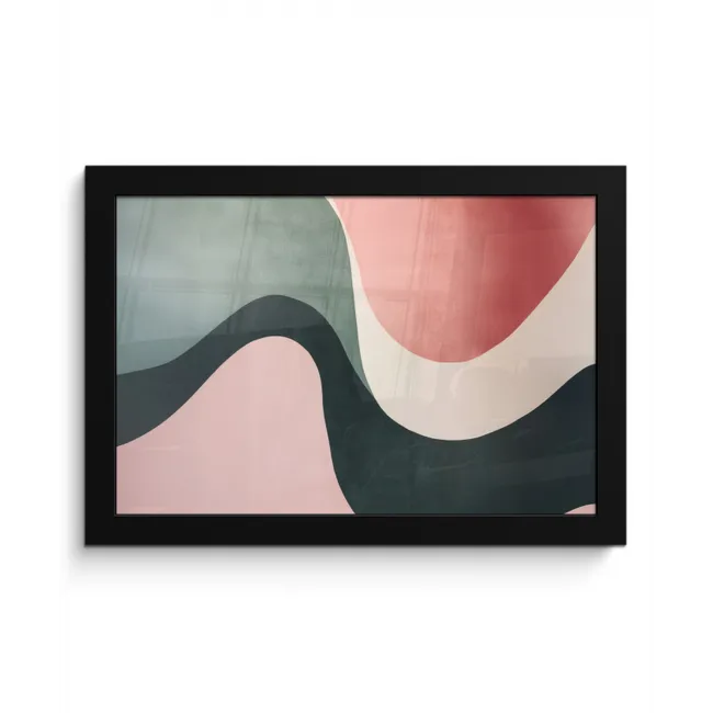 Abstract - Golven - Sierlijk - Roze fotolijst zwart zonder passe partout klein -3d