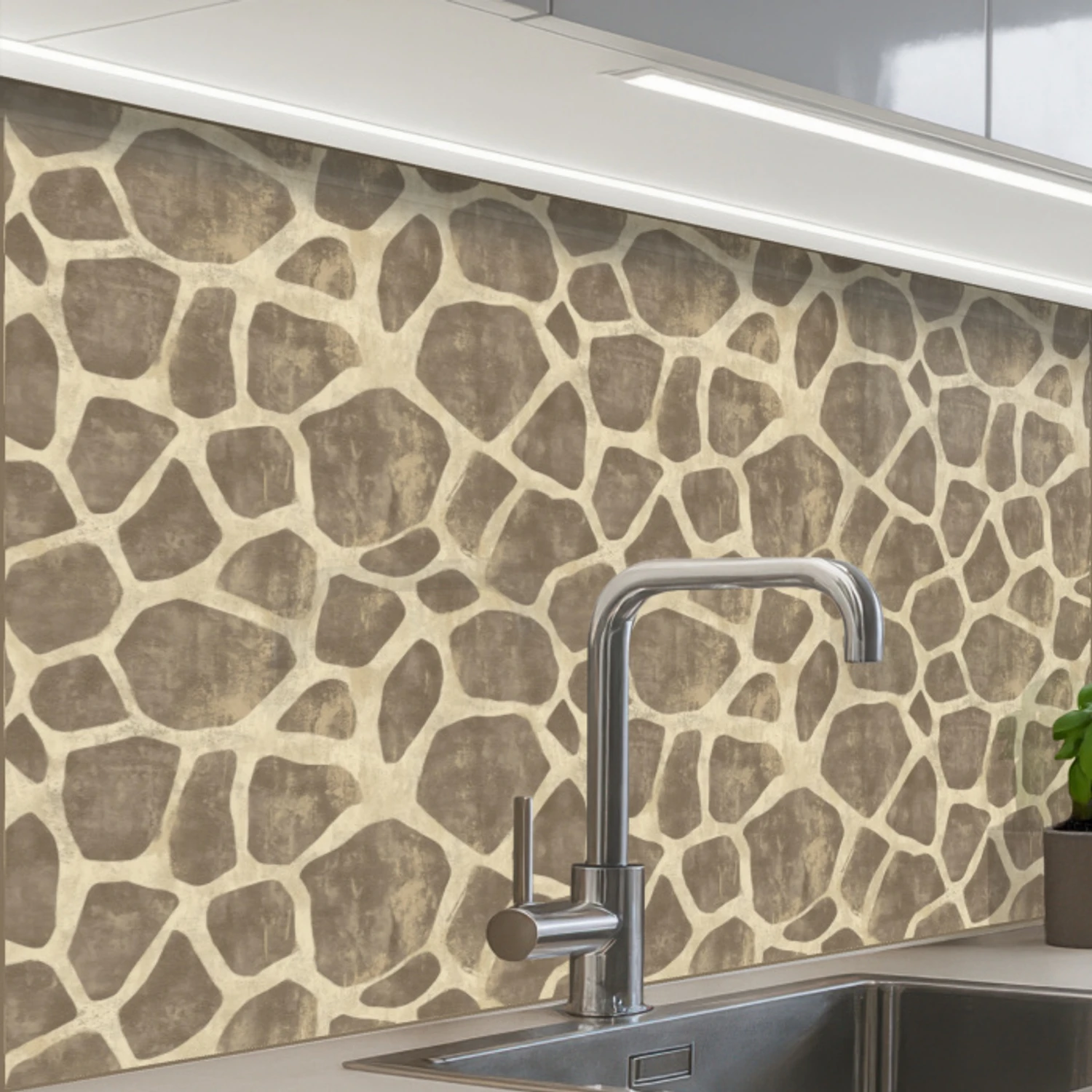 Giraf - Patroon - Beige - Bruin keuken achterwand 2 middel 865 -zzzz3d_schuin