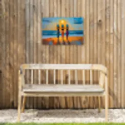 Vrouwen - Strand - Zondsondergang Tuinposter op houten frame 2 cm dik klein -sfeer4