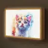 Kat - Portret - Kleuren - Verf - Wit Light Box met batterij (Wandlamp kind) middel -z3d_website