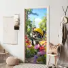 Wasbeer  - Natuur - Bloemen - Bouwhelm deurposter klein -sfeer6