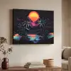 Palmbomen - Neonbergen - Sterrenhemel - Zon Textielframe zwart klein -sfeer3