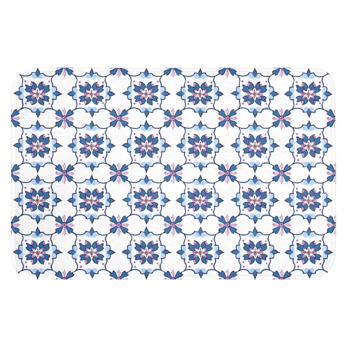 Modern - Patroon - Blauw - Roze WCmat klein 1009 -3d