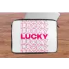 Lucky - Roze - Patroon laptophoes neopreen klein -tafel