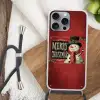 Klassiek - Kerstgroet - Sneeuwpop - Rood Hoesje iPhone 16 Pro Max met koord klein -sfeer4