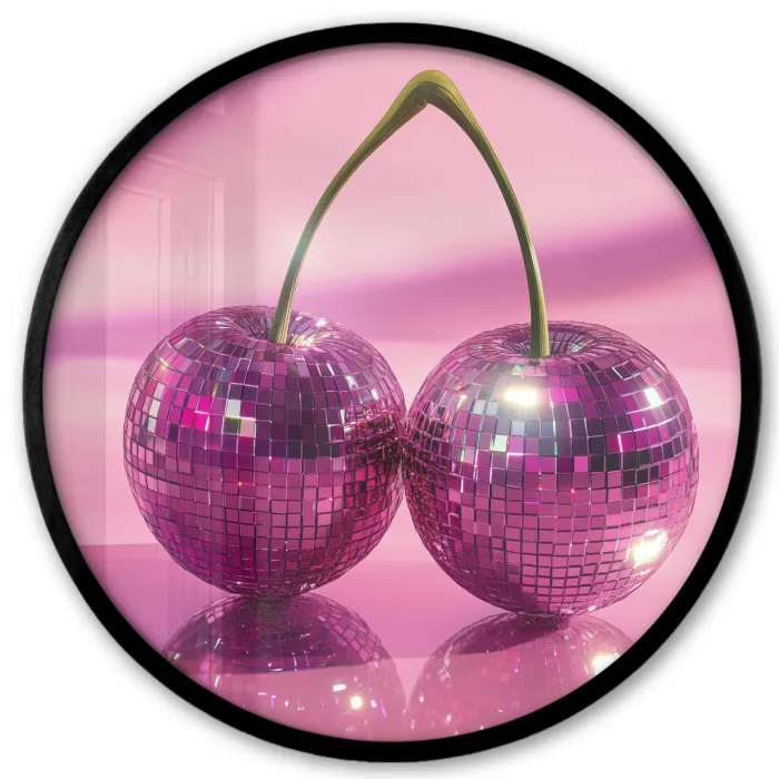 Glitter - Discobol - Roze - Kersen Fotolijst rond zonder passe partout klein -3d