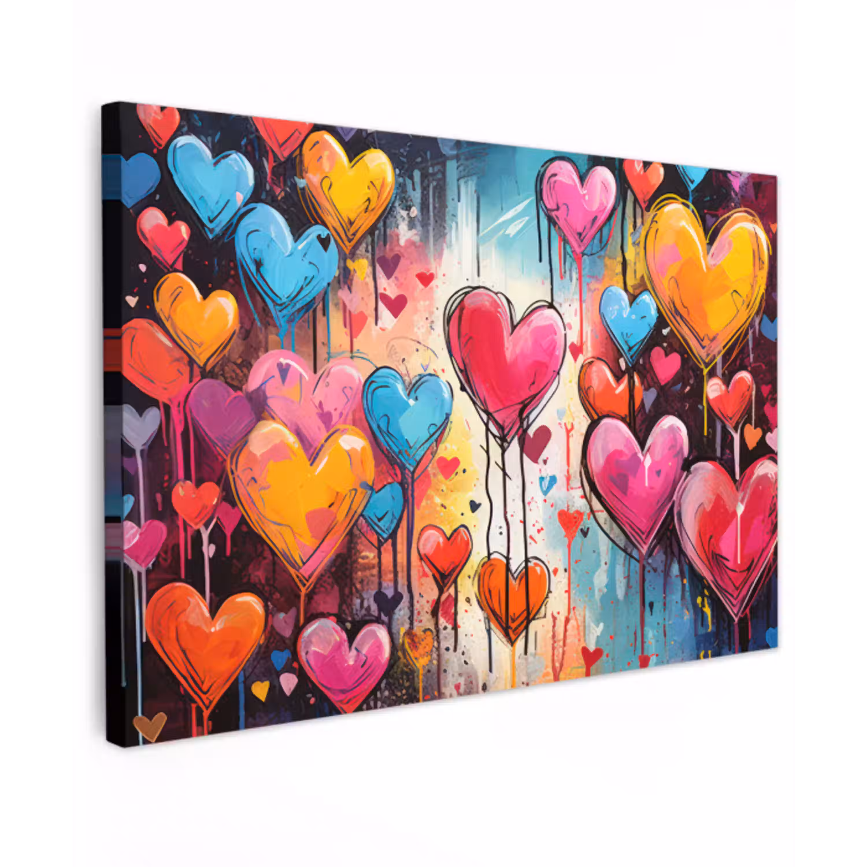 Hartjes - Kleuren - Kunst - Liefde canvas 2cm klein -z3d