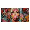 Vrouw - Kauwgom - Graffiti - Love Muismat XXL klein -3d_leeg