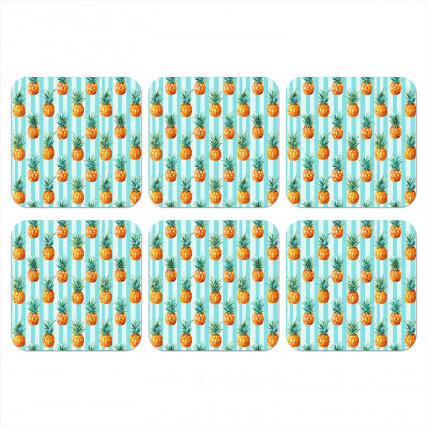 Ananas - Strepen - Groen onderzetter kurk middel 366 -3d