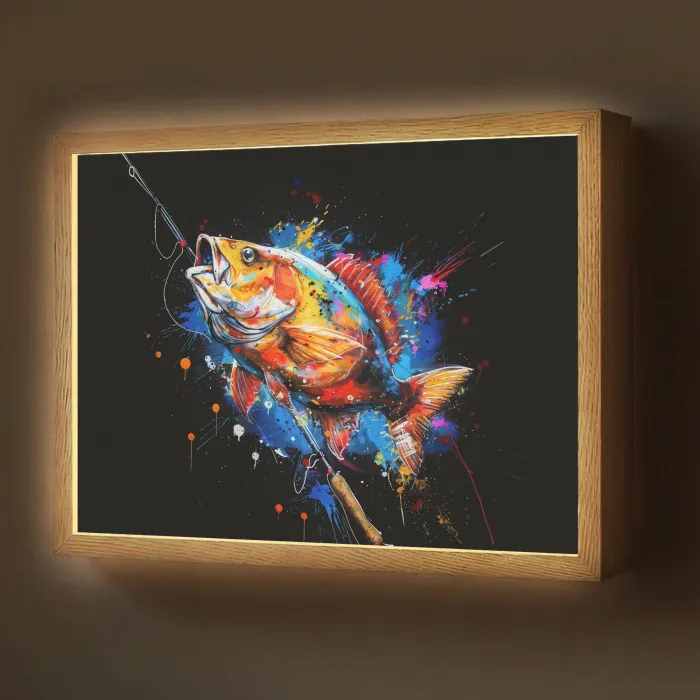 Graffiti - Sport - Vissen - Vis - Hengel Light Box met batterij (Wandlamp) middel -z3d_website