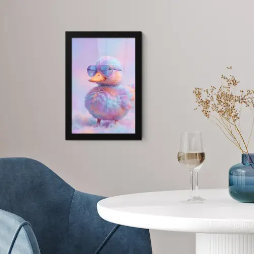 Eend - bril - Pastel fotolijst zwart zonder passe partout klein -sfeer4