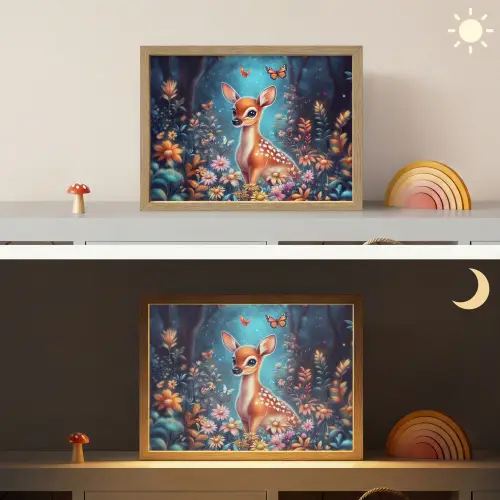 Hert - Magisch - Sprookjesbos Light Box met batterij (Wandlamp kind) middel -sfeer3_kind