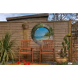 Strand - Zee - Doorkijk - Zomer Wandcirkel tuinposter met ringen klein -buiten3