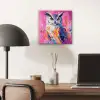 Uil - Roze - Blauw - Verf - Abstract aluminium wit klein -sfeer5