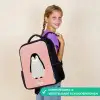 Pinguïn - Stippen - Roze - Minimalistisch Rugzak - Zwart middel -sfeer6_NL