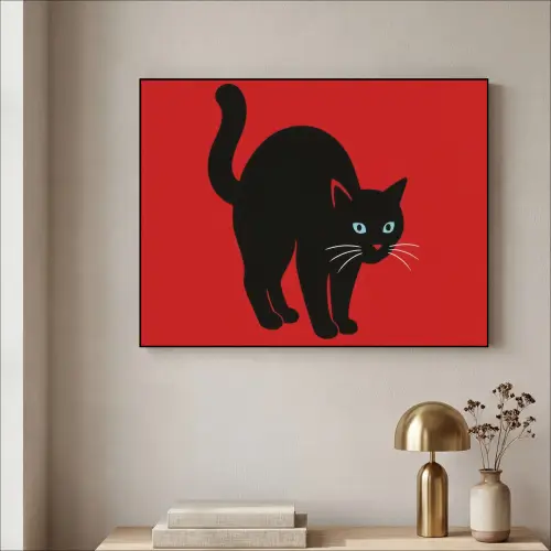 Kat - Zwart - Staart Textielframe zwart klein -sfeer2