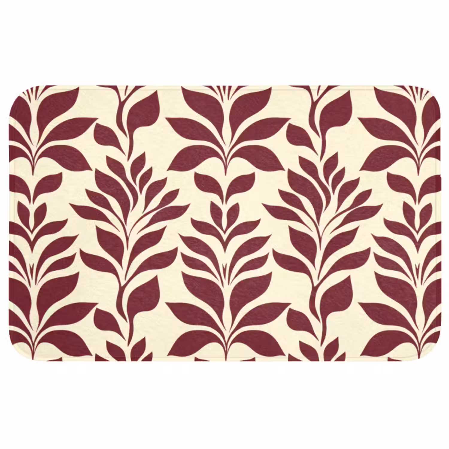 Badmat - Abstract - Bladeren - Burgundy