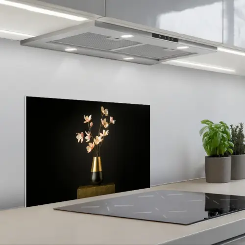 Sierlijk - Boeket - Goud - Vaas keuken achterwand spatscherm klein -3d_schuin