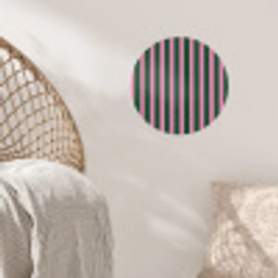Verticale strepen - Groen - Roze Wandcirkel behangsticker klein 186 -sfeer4