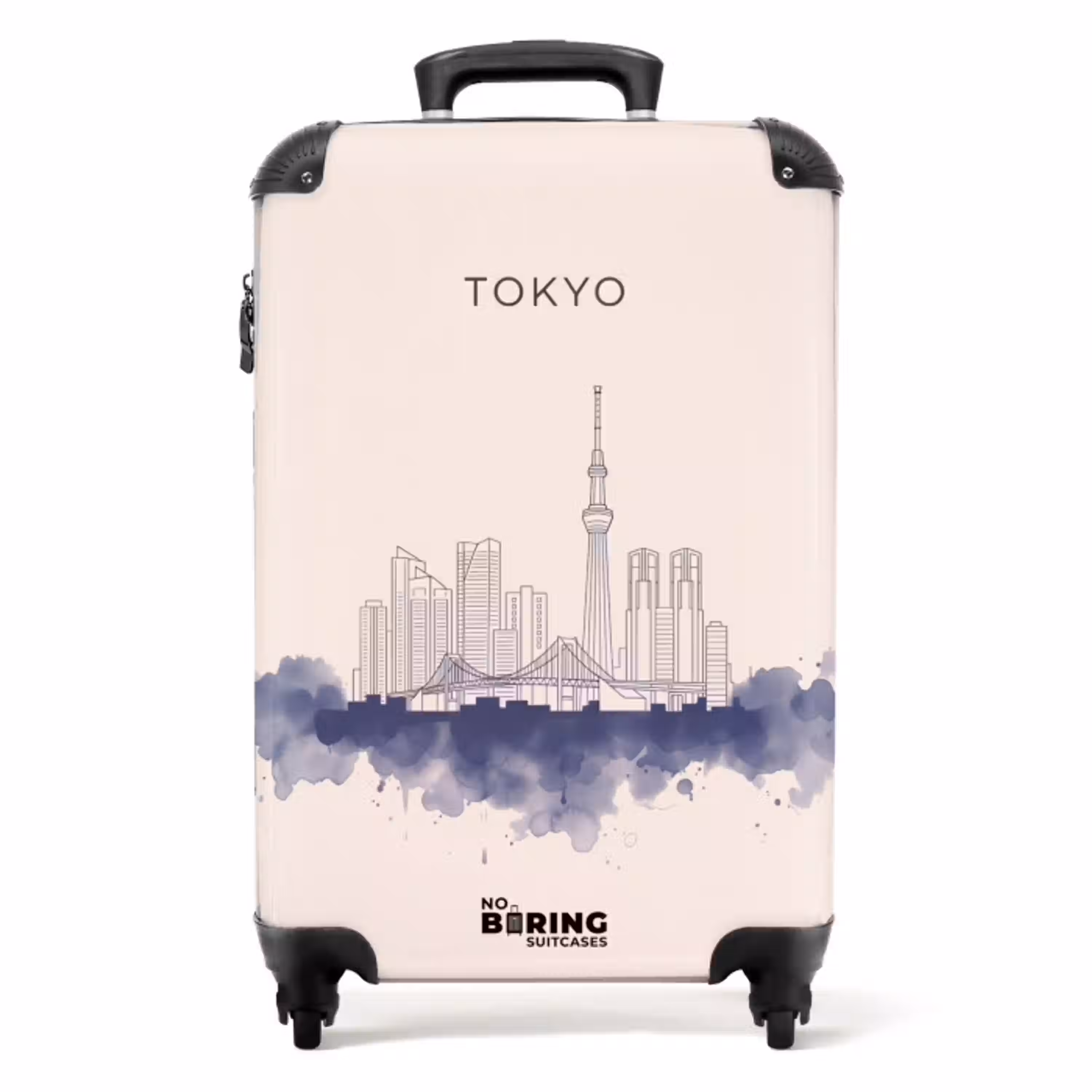 Tokyo - Skyline - Stad - Abstract - Blauw NBS - Handbagage koffer - Volwassenen Unisex middel -productfoto_recht