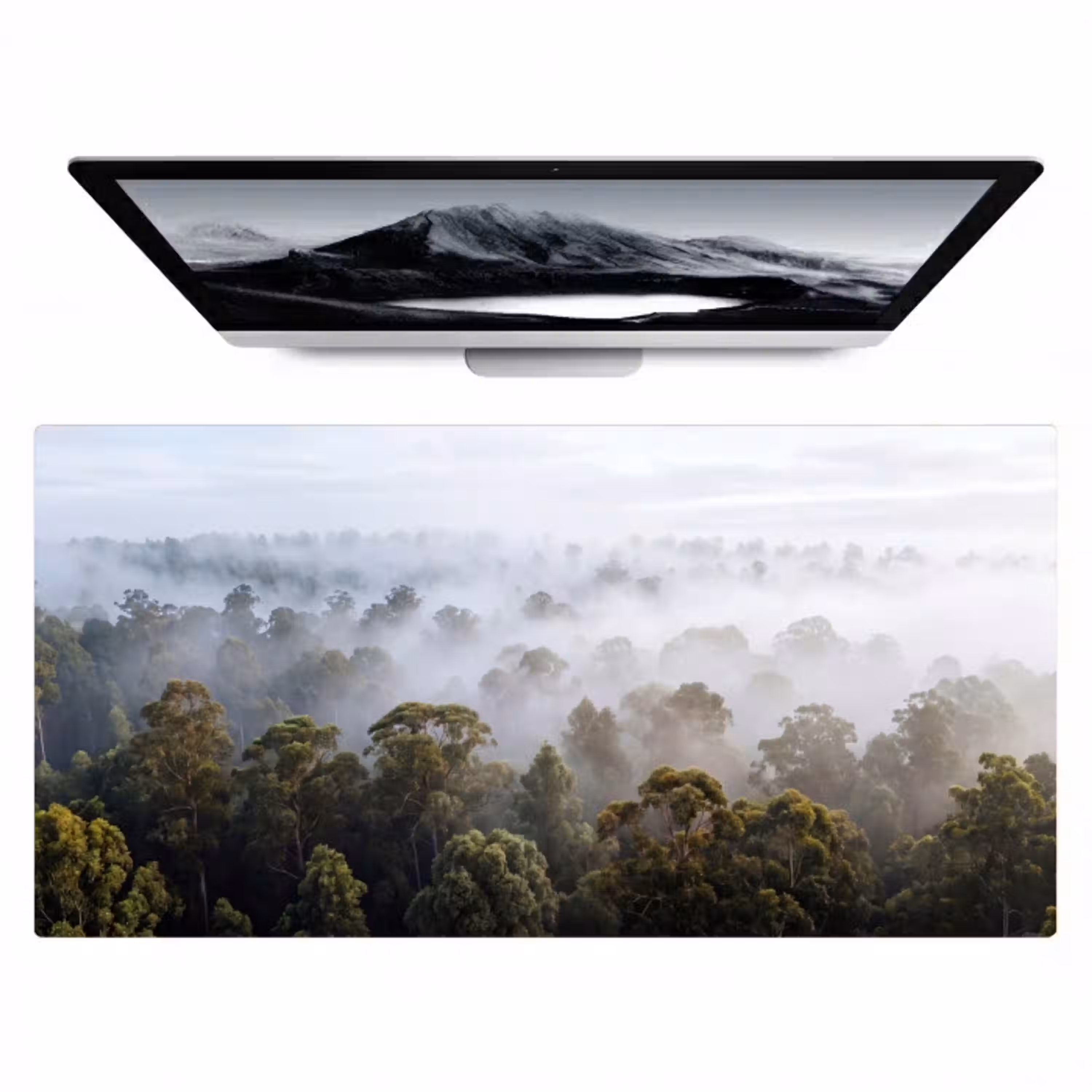 Natuur - Mist - Bos - Ochtend - Goud Muismat XXL klein -zzz3d