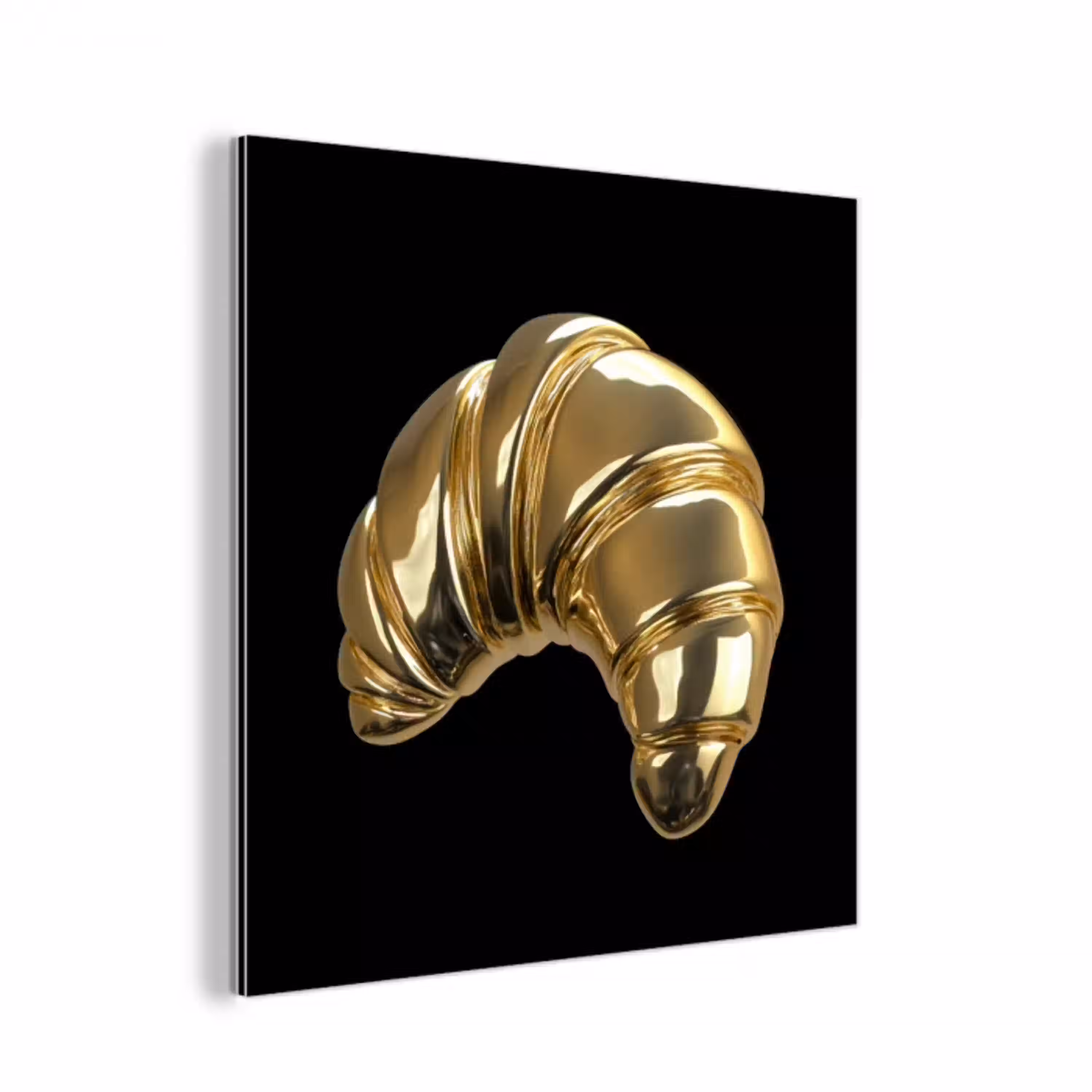 Croissant - Brood - Goud - Zwart aluminium wit klein -3d