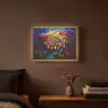 Stad - Maan - Mozaïek - Kleurrijk Light Box met batterij (Wandlamp) middel -sfeer4