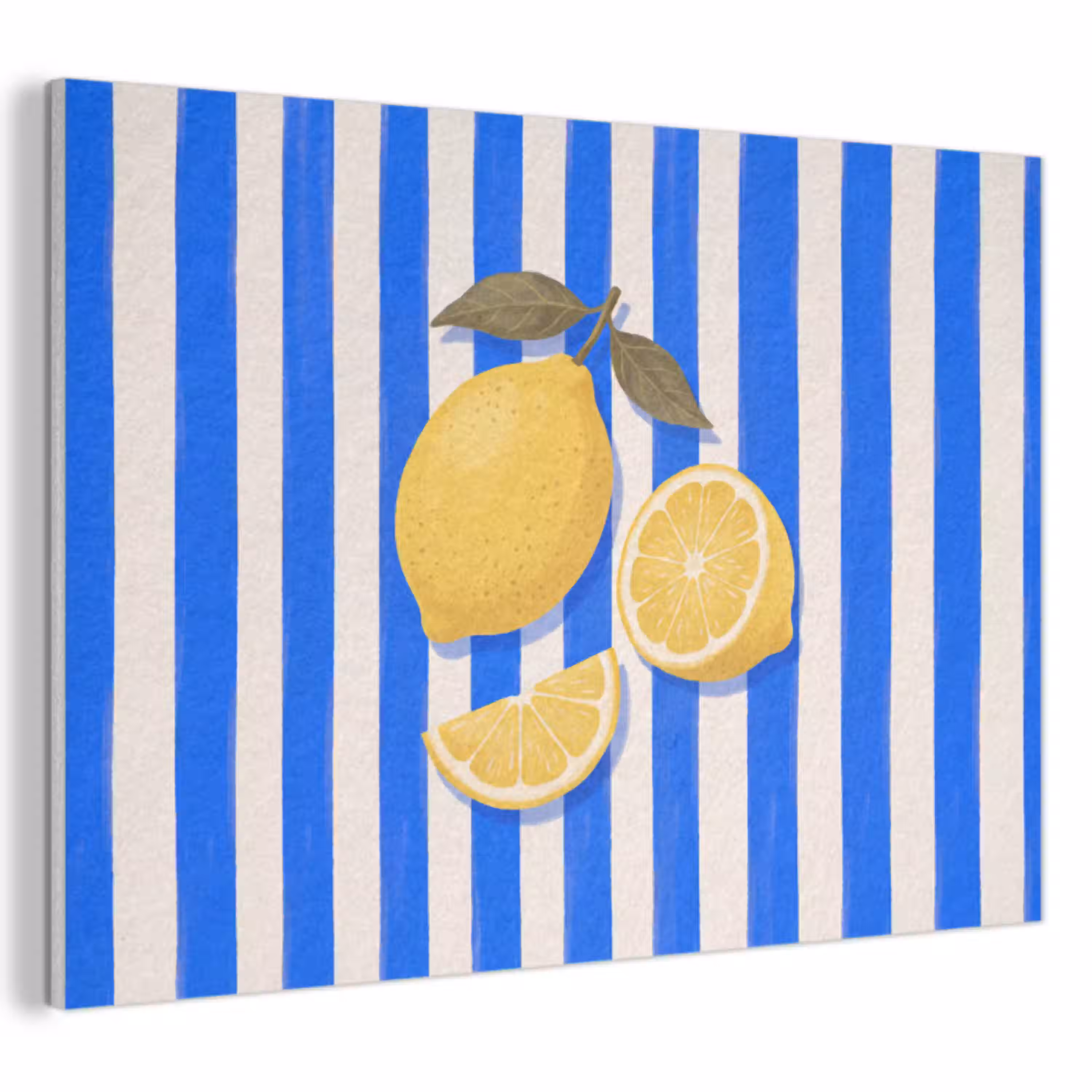 Fruit - Citroen - Zomer - Geel - Blauw PET vilt klein -3d
