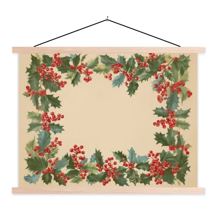 Hulstrand - Bessen - Beige textielposter latten blank klein -3d