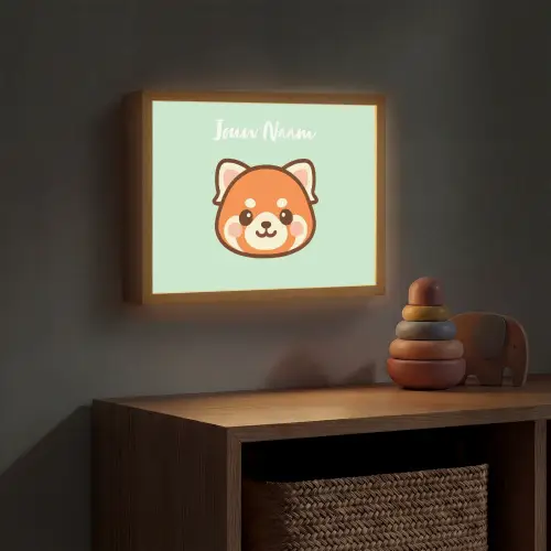 Panda - Groen - Cartoon Light Box met batterij (Wandlamp kind) middel -sfeer5_kind