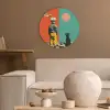 Retro - Jongen - Hond - Rood - Groen Akoestische PET Vilt - Rond klein -sfeer1