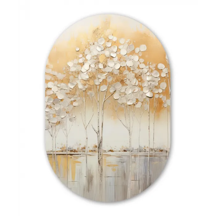 Bomen - Kunst - Acryl - Natuur Wandcirkel Ovaal Forex klein -3d