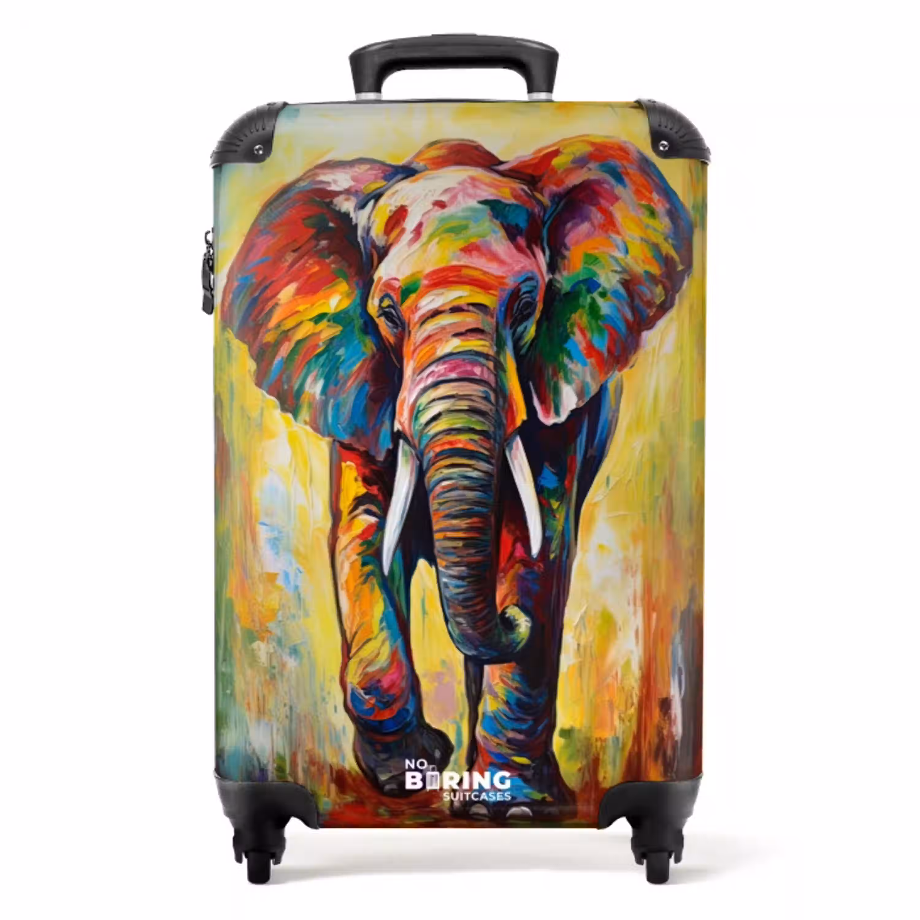 Portret van een olifant als olieverf kunstwerk NBS - Handbagage koffer - Unisex middel -productfoto_recht