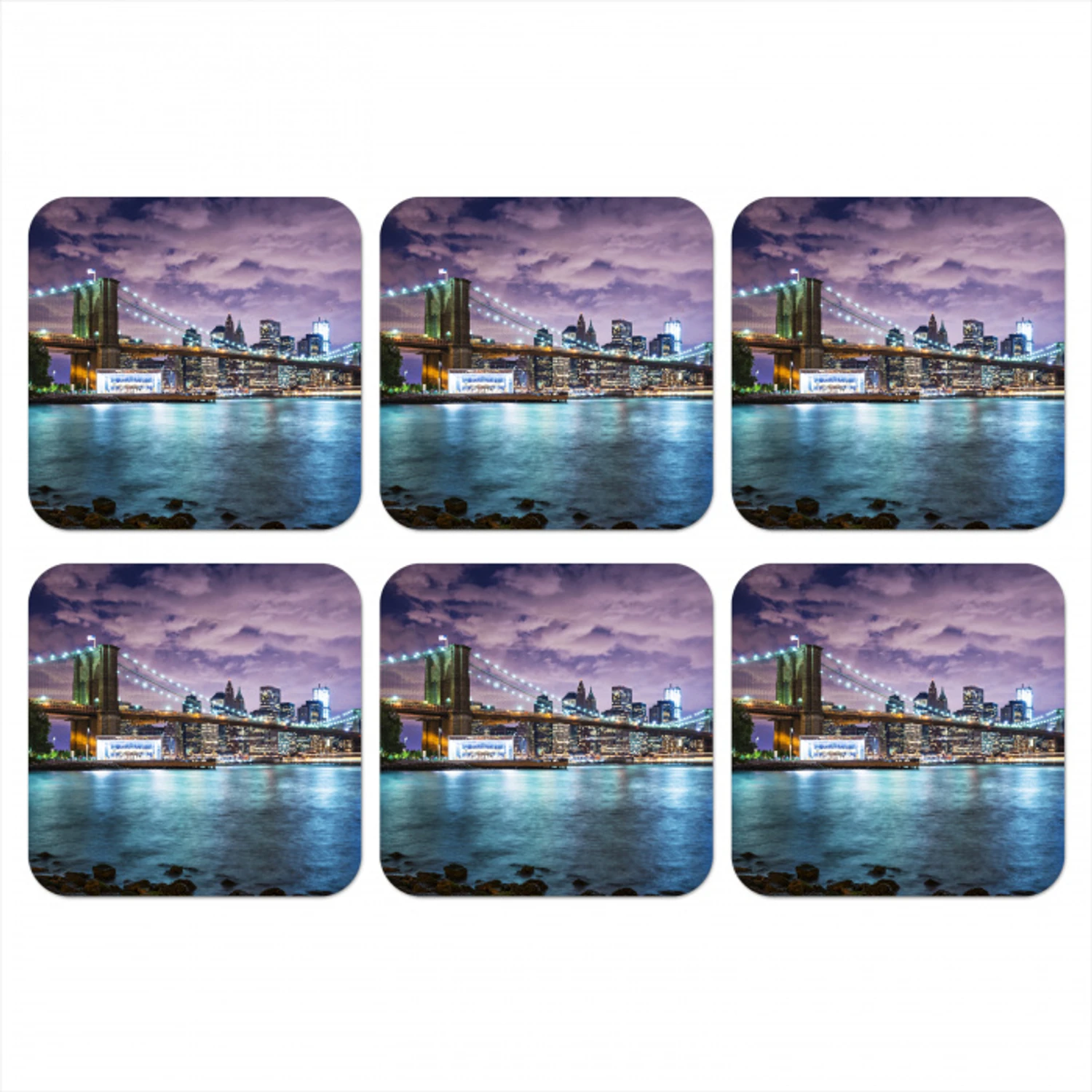 New York - Skyline - Stad - Kleuren onderzetter kurk middel -3d