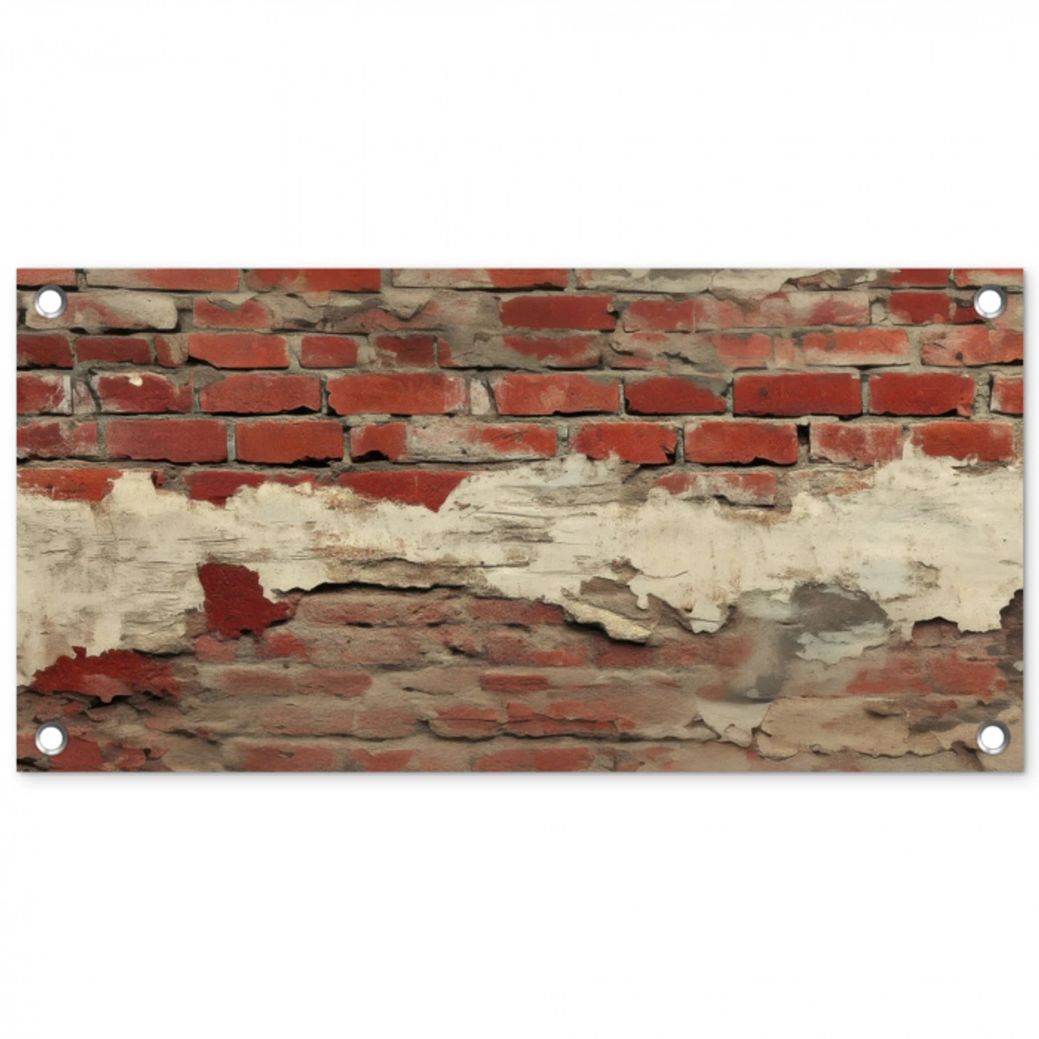 Muur - Baksteen - Verweerd tuinposter los doek klein -3d