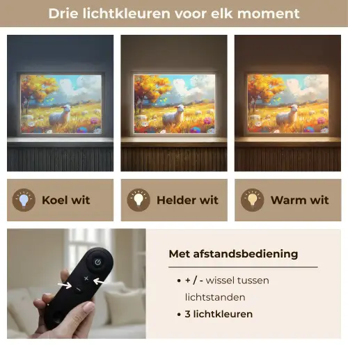 Schaap - Weide - Bloemen Light Box met batterij (Wandlamp) middel -USP_lichtkleurNL