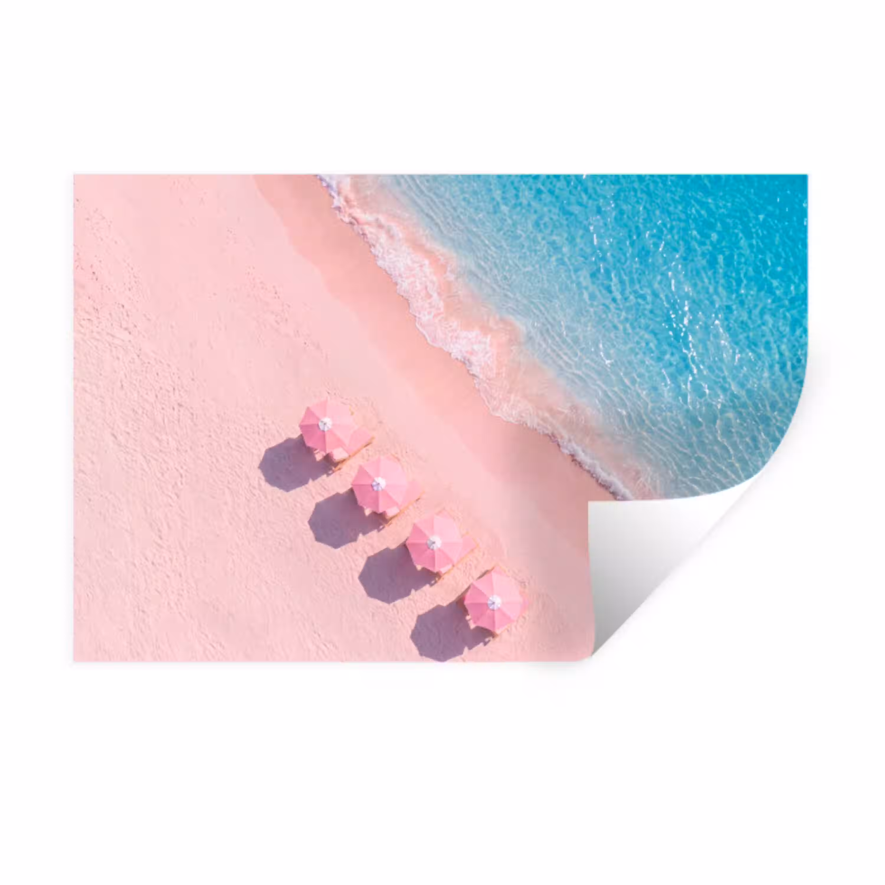 Strand - Roze zand - Zee - Zomer - Natuur Muursticker klein -3d