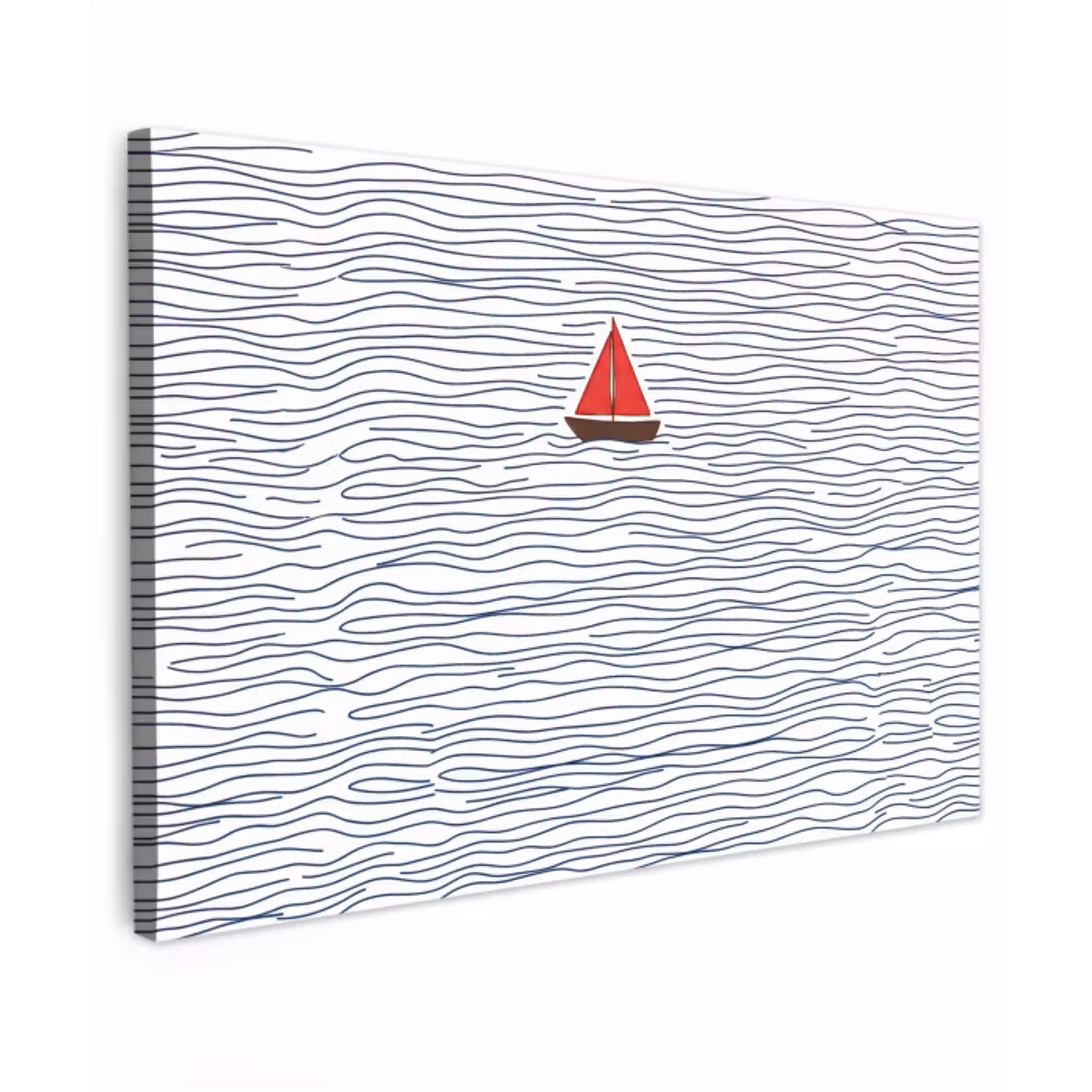Boot - Water - Rood - Illustratie - Minimalistisch Tuinposter op houten frame 2 cm dik klein -3d