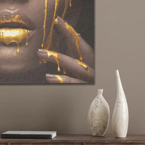 Goud - Vrouw - Verf - Lippen - Luxe PET vilt klein -sfeer6_closeup
