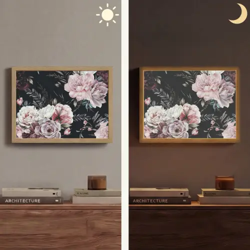 Vintage - Rozen - Romantisch - Bloemen Light Box met batterij (Wandlamp) middel -sfeer3