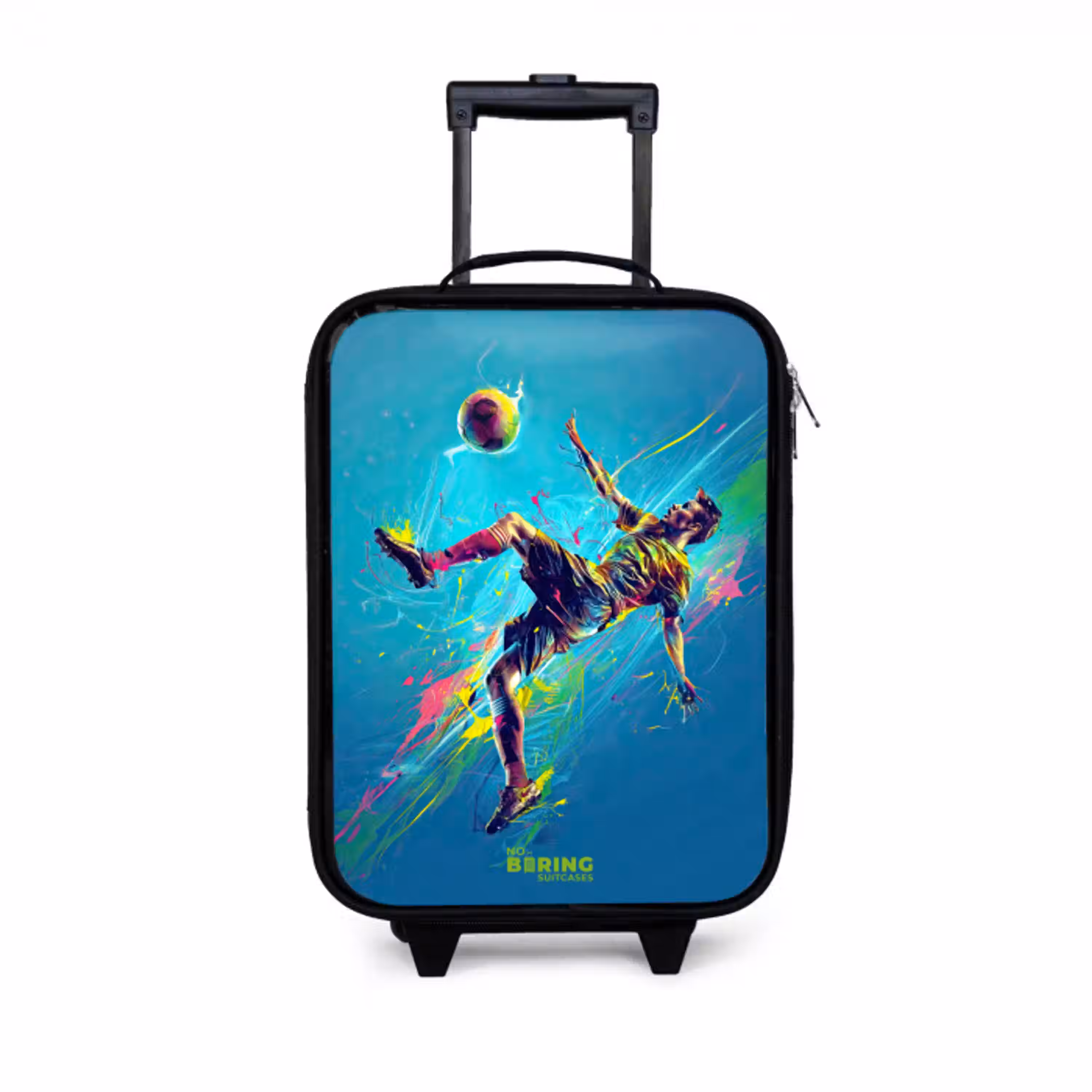 Neon - Voetbal - Schop - Kleurrijk Kinderkoffer - Zwart klein -3d