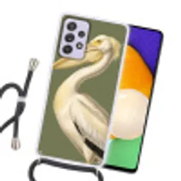Pelikaan - Wit - Vogel - Klassiek - Natuur Hoesje Samsung Galaxy A52 5G met koord klein -sfeer1