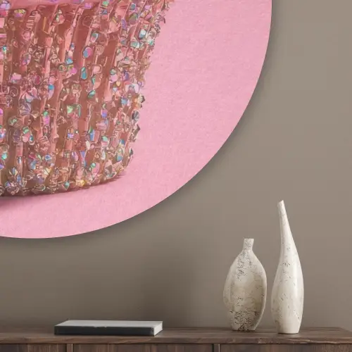 Cupcake - Kleurrijk - Edelstenen Akoestische PET Vilt - Rond klein -sfeer5_closeup