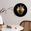 Aardbei - Goud - Zwart - Chrome Wandcirkel kunststof plaat 5mm dik klein -sfeer4