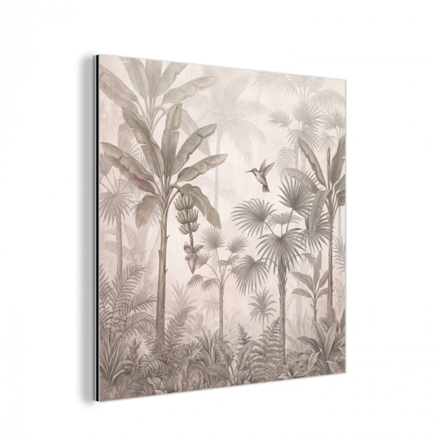 Jungle - Banenboom - Kolibrie - Beige aluminium wit klein -3d