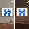 Handen - Twee - Ogen - Blauw Light Box met batterij (Wandlamp) middel -sfeer3