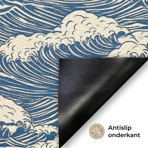 Golven - Klassiek - Blauw Deurmat klein 898 -antislip_NL