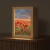 Zonsondergang - Klaprozen - Rood - Bloemen - Veld - Natuur Light Box met kabel (Tafellamp) klein -z3d_website