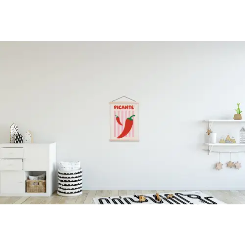Pittig - Pepers - Rood textielposter latten blank klein -kinderkamer