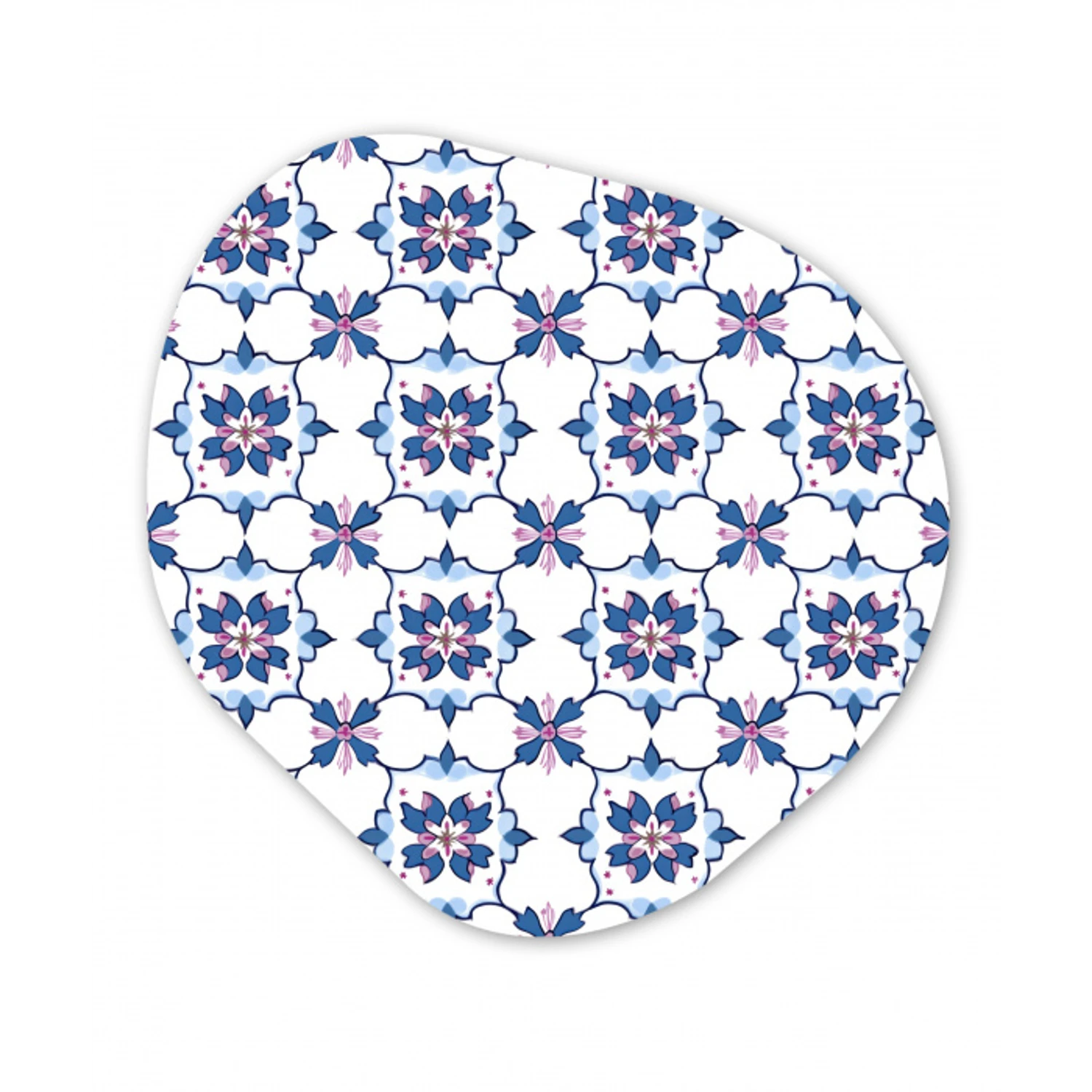 Modern - Patroon - Blauw - Roze Wandcirkel Organisch Aluminium middel 851 -3d